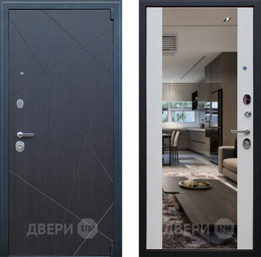 Входная металлическая Дверь АСД Вектор с зеркалом Лиственница белая в Реутове