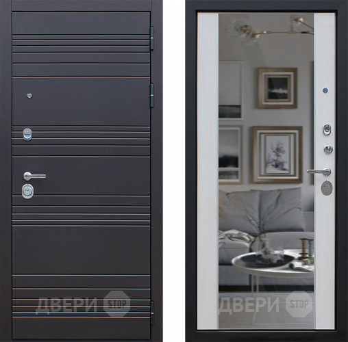 Входная металлическая Дверь АСД Дуэт с зеркалом Лиственница белая в Реутове