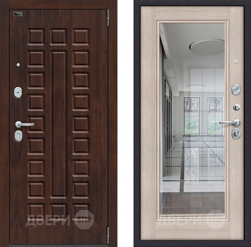 Входная металлическая Дверь Bravo Porta S-3 51/П61 с зеркалом Капучино в Реутове