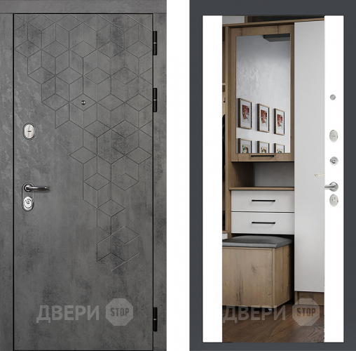 Райтвер Бетон 1501 с зеркалом Белый матовый  в Реутове