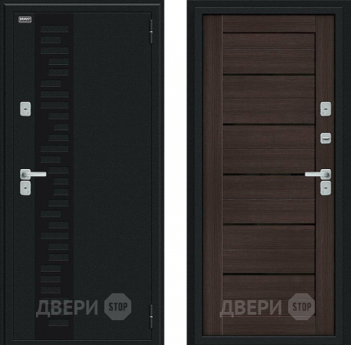 Входная металлическая Дверь Bravo Thermo Техно Декор Букле черное/Wenge Veralinga в Реутове