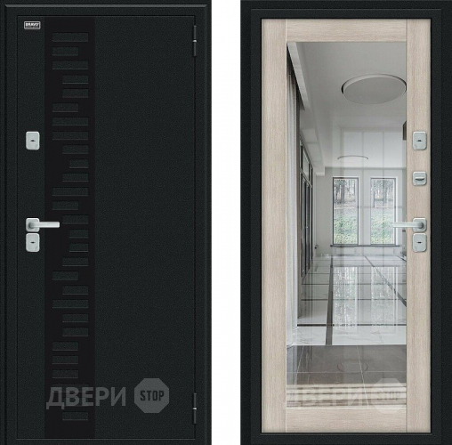 Входная металлическая Дверь Bravo Thermo Флэш Декор Букле черное/Cappuccino Veralinga в Реутове