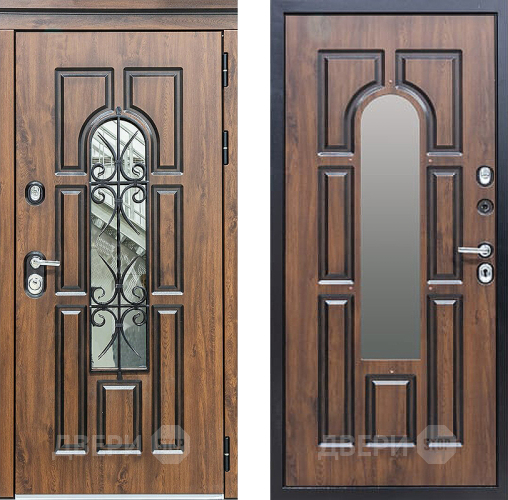 Входная металлическая Дверь Сударь МХ-32 Винорит Темный Дуб с Ковкой и окном в Реутове
