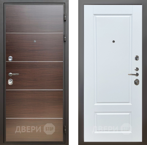 Входная металлическая Дверь Шелтер (SHELTER) Комфорт Венге структурный горизонт 4 Белый матовый в Реутове