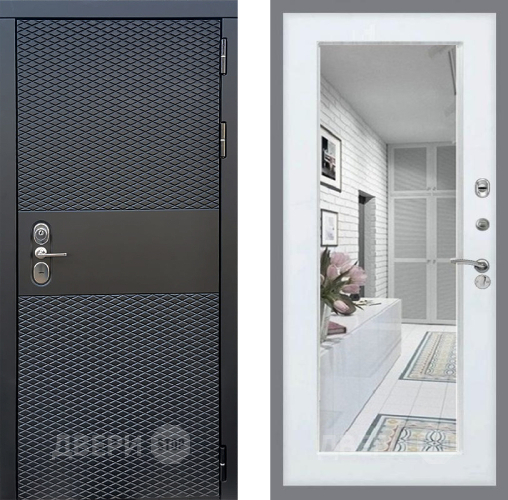 Входная металлическая Дверь Стоп БЛЭК CISA Зеркало Белый ясень в Реутове