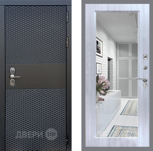 Входная металлическая Дверь Стоп БЛЭК CISA Зеркало Сандал белый в Реутове