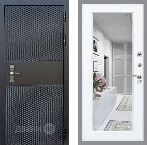 Входная металлическая Дверь Стоп БЛЭК CISA Зеркало Силк Сноу в Реутове