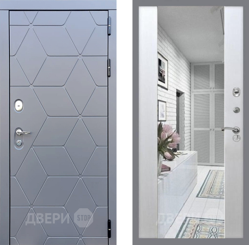 Входная металлическая Дверь Стоп КОСМО Зеркало СБ-16 Лиственница беж в Реутове