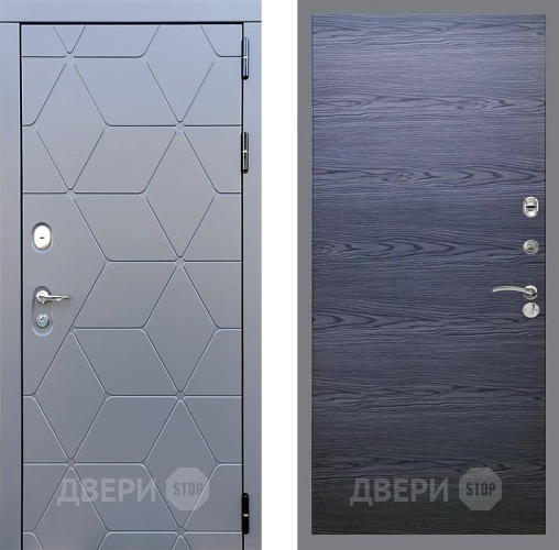 Входная металлическая Дверь Стоп КОСМО Гладкая Дуб тангенальный черный в Реутове