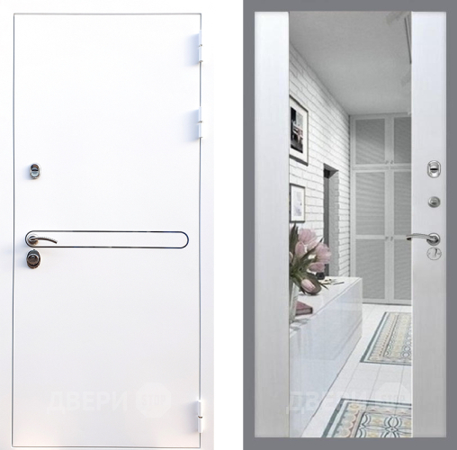 Входная металлическая Дверь Стоп Лайн Вайт Зеркало СБ-16 Лиственница беж в Реутове