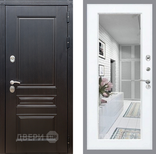 Входная металлическая Дверь Стоп МЕГАПОЛИС Зеркало Силк Сноу в Реутове