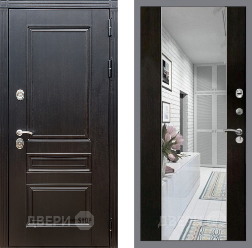 Входная металлическая Дверь Стоп МЕГАПОЛИС Зеркало СБ-16 Венге в Реутове