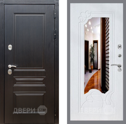 Входная металлическая Дверь Стоп МЕГАПОЛИС ЗкркалоФЛ-147 Ясень белый в Реутове