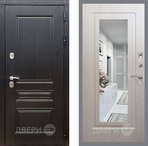 Входная металлическая Дверь Стоп МЕГАПОЛИС Зеркало ФЛ-120 Беленый дуб в Реутове