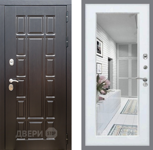 Входная металлическая Дверь Стоп НЬЮ ЙОРК Зеркало Белый ясень в Реутове