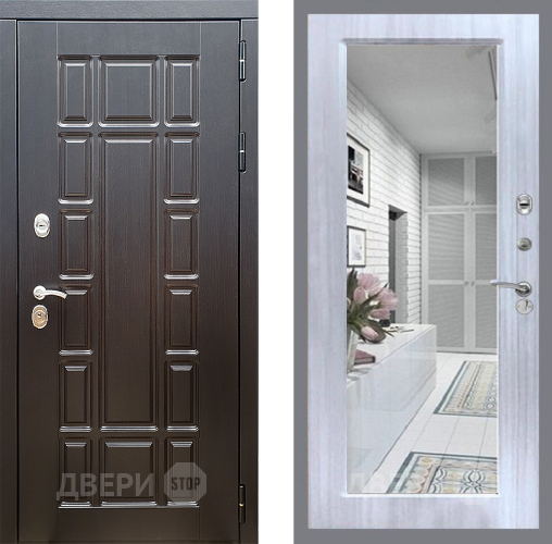 Входная металлическая Дверь Стоп НЬЮ ЙОРК Зеркало Сандал белый в Реутове