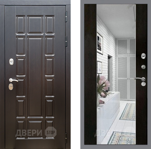 Входная металлическая Дверь Стоп НЬЮ ЙОРК Зеркало СБ-16 Венге в Реутове