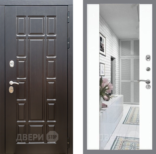 Входная металлическая Дверь Стоп НЬЮ ЙОРК Зеркало СБ-16 Силк Сноу в Реутове