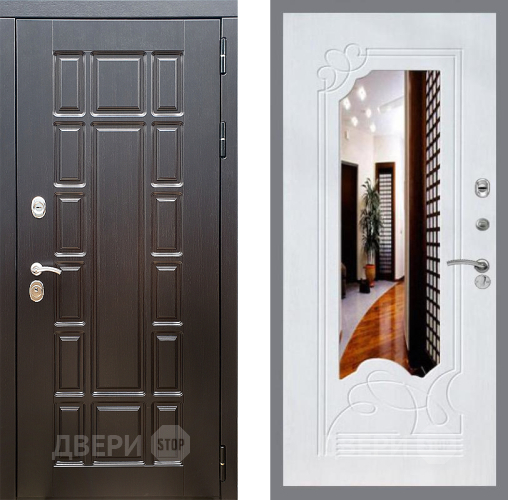 Входная металлическая Дверь Стоп НЬЮ ЙОРК ЗкркалоФЛ-147 Ясень белый в Реутове