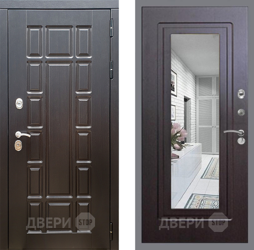 Входная металлическая Дверь Стоп НЬЮ ЙОРК Зеркало ФЛ-120 Венге в Реутове
