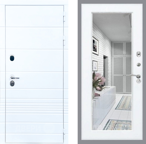 Входная металлическая Дверь Стоп ТРЕНДО Зеркало Силк Сноу в Реутове