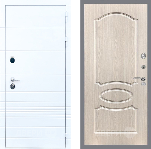 Входная металлическая Дверь Стоп ТРЕНДО ФЛ-128 Беленый дуб в Реутове