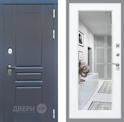 Входная металлическая Дверь Стоп ПЛАТИНУМ Зеркало Силк Сноу в Реутове