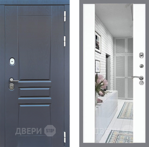 Входная металлическая Дверь Стоп ПЛАТИНУМ Зеркало СБ-16 Силк Сноу в Реутове