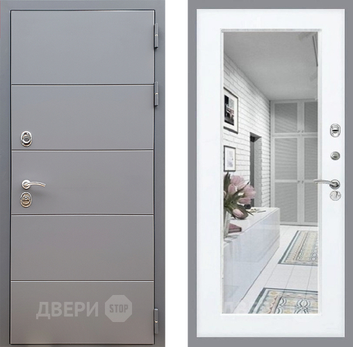 Входная металлическая Дверь Стоп АРТ ГРАФИТ Зеркало Силк Сноу в Реутове