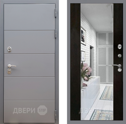 Входная металлическая Дверь Стоп АРТ ГРАФИТ Зеркало СБ-16 Венге в Реутове