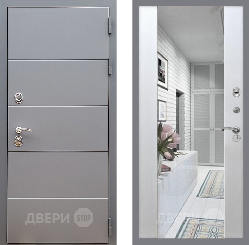 Входная металлическая Дверь Стоп АРТ ГРАФИТ Зеркало СБ-16 Лиственница беж в Реутове