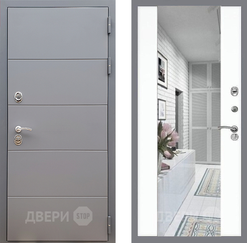 Входная металлическая Дверь Стоп АРТ ГРАФИТ Зеркало СБ-16 Силк Сноу в Реутове