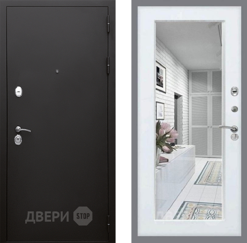 Входная металлическая Дверь Стоп КЛАССИК Шагрень Зеркало Белый ясень в Реутове