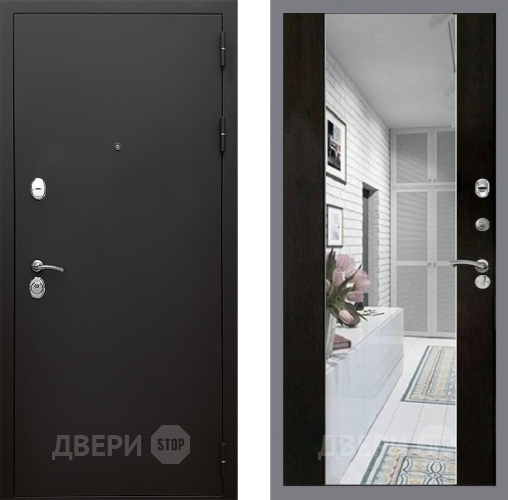 Входная металлическая Дверь Стоп КЛАССИК Шагрень Зеркало СБ-16 Венге в Реутове