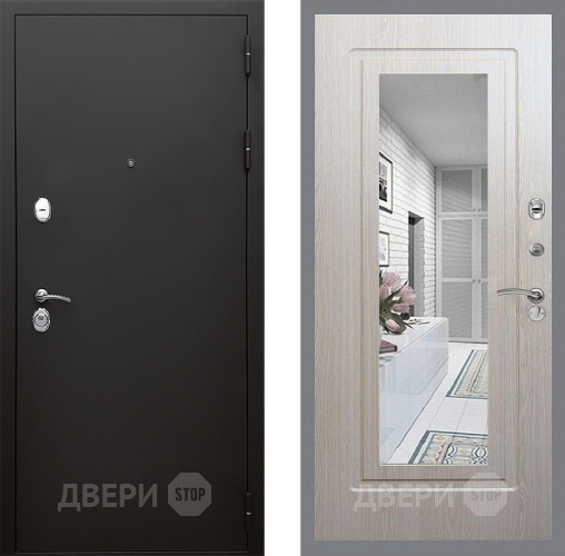 Дверь Стоп КЛАССИК Шагрень Зеркало ФЛ-120 Беленый дуб в Реутове