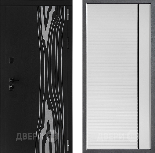 Входная металлическая Дверь Дверной континент ДК-12 ФЛ-757 Черное Стекло Софт милк в Реутове