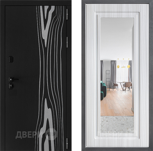 Входная металлическая Дверь Дверной континент ДК-12 ФЛЗ Зеркало Сандал белый в Реутове