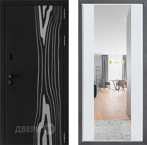 Входная металлическая Дверь Дверной континент ДК-12 ФЛЗ-1 Зеркало Белое дерево в Реутове