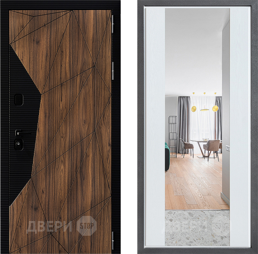 Входная металлическая Дверь Дверной континент ДК-11 ФЛЗ-1 Зеркало Белое дерево в Реутове