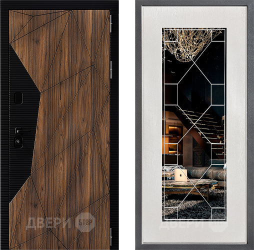 Входная металлическая Дверь Дверной континент ДК-11 ФЛ-Тиффани Зеркало Белое дерево в Реутове
