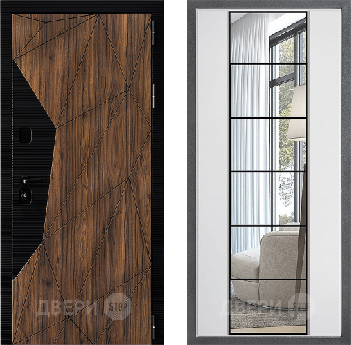 Входная металлическая Дверь Дверной континент ДК-11 ФЛЗ-2 Зеркало Белый софт в Реутове