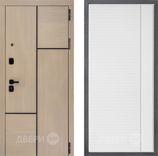 Входная металлическая Дверь Дверной континент ДК-14 ФЛ-757 Белое Стекло Софт милк в Реутове