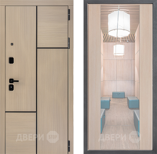 Входная металлическая Дверь Дверной континент ДК-14 ФЛЗ-1 Зеркало Капучино в Реутове