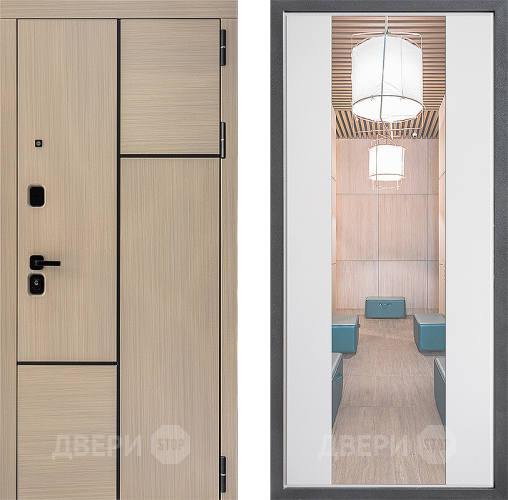 Входная металлическая Дверь Дверной континент ДК-14 ФЛЗ-1 Зеркало Белый софт в Реутове