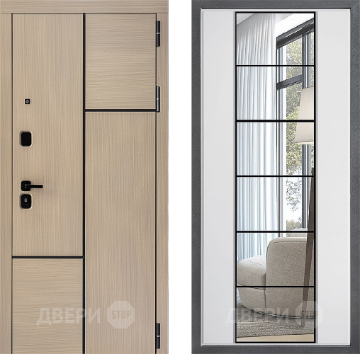 Входная металлическая Дверь Дверной континент ДК-14 ФЛЗ-2 Зеркало Белый софт в Реутове