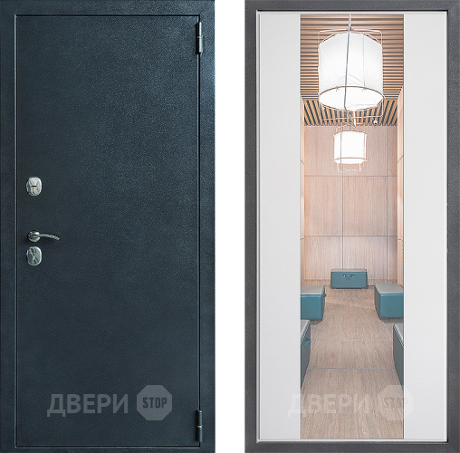 Входная металлическая Дверь Дверной континент ДК-70 Дизайн ФЛЗ-1 Зеркало Белый софт в Реутове