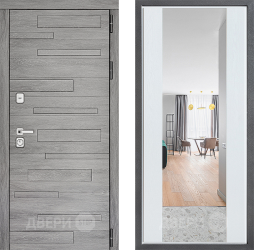 Входная металлическая Дверь Дверной континент ДК-10 ФЛЗ-1 Зеркало Белое дерево в Реутове