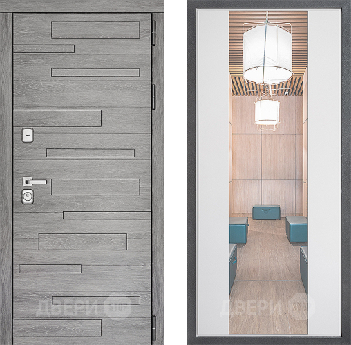 Входная металлическая Дверь Дверной континент ДК-10 ФЛЗ-1 Зеркало Белый софт в Реутове