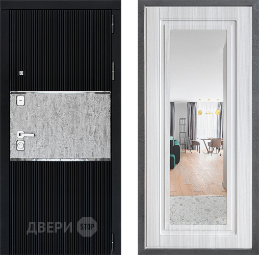 Входная металлическая Дверь Дверной континент ДК-13 ФЛЗ Зеркало Сандал белый в Реутове