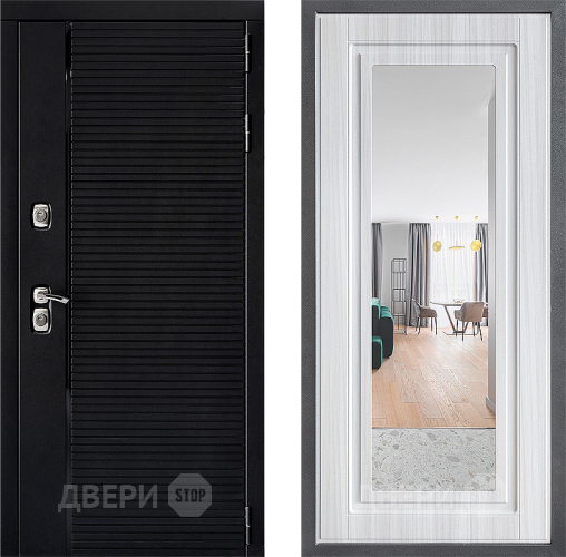 Входная металлическая Дверь Дверной континент ДК-1 ФЛЗ Зеркало Сандал белый в Реутове